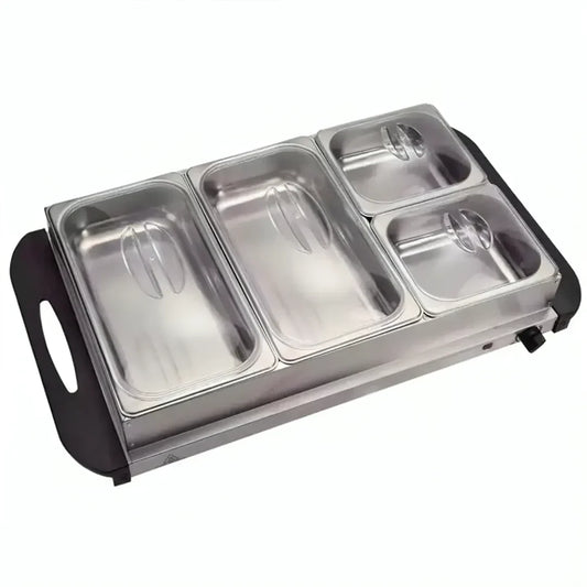 300W Electric Buffet Server Grill with 4 Detachable Trays