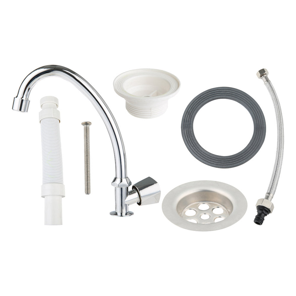 طاولة مع حوض، طاولة تخييم، لون أبيض، مقاس 61*117*86 سم