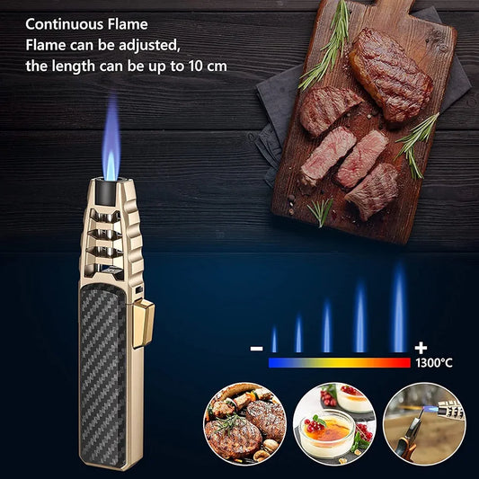 Safe and Durable】This kitchen torch lighter is made of zinc alloy and plastic, the lighter has a safety lock to prevent accidental ignition,
