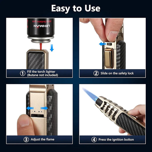Safe and Durable】This kitchen torch lighter is made of zinc alloy and plastic, the lighter has a safety lock to prevent accidental ignition,