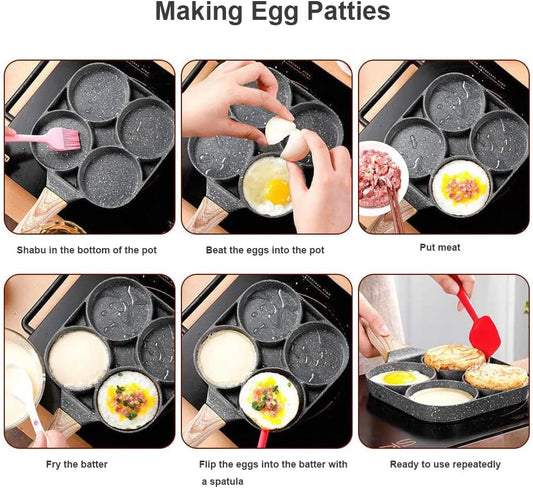 4-slot nonstick omelet pan for eggs, pancakes and burgers