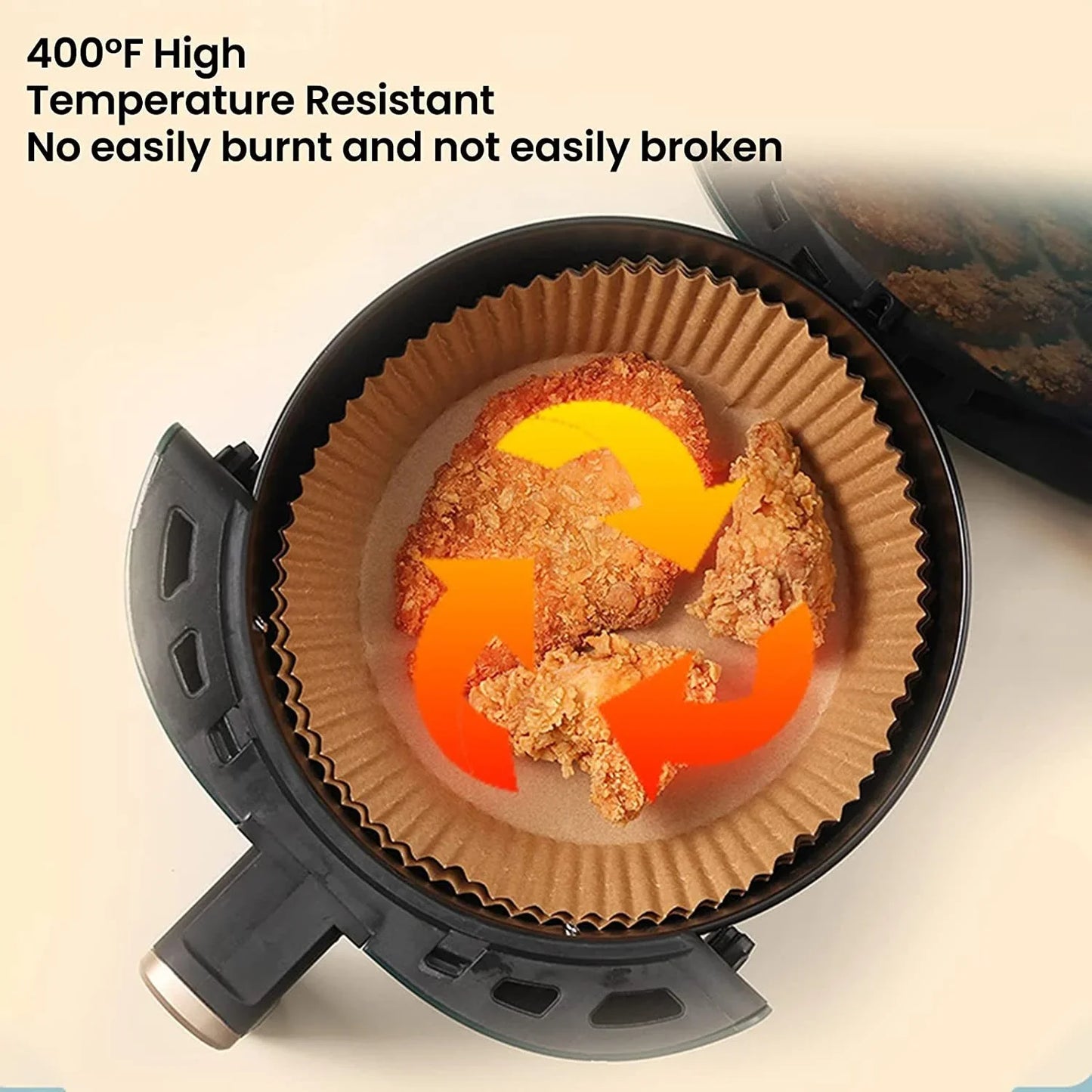 Pack of 100 pieces of square non-stick air fryer liners - multipurpose for baking and roasting