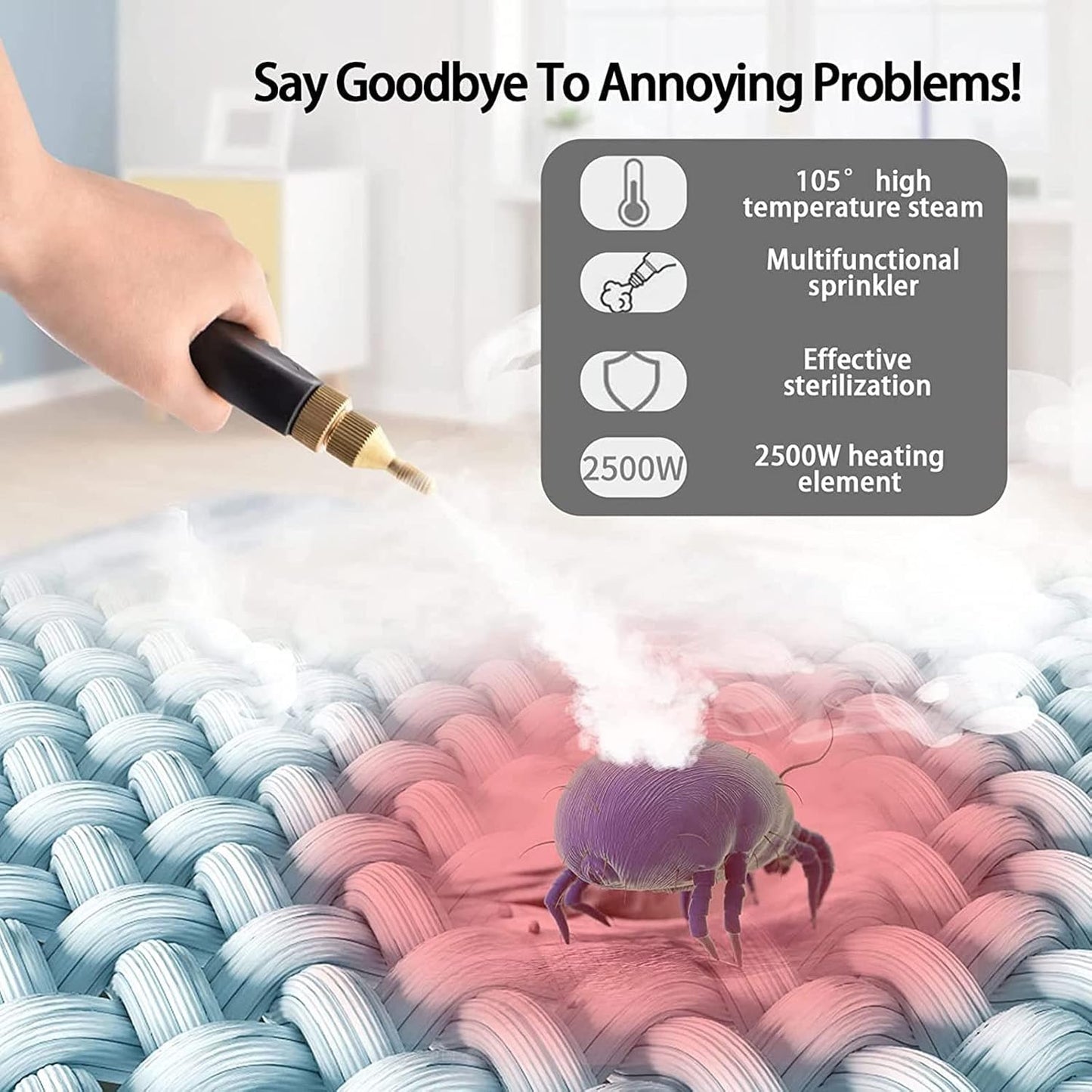 جهاز تنظيف بالبخار محمول باليد بقوة 2500 واط، جهاز تنظيف بالبخار عالي الحرارة