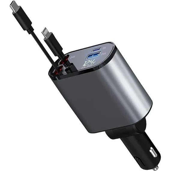 شاحن سيارة 4 في 1 قابل للسحب بقوة 120 وات