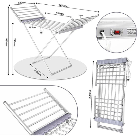 Foldable Electric Heated Clothes Drying Rack
