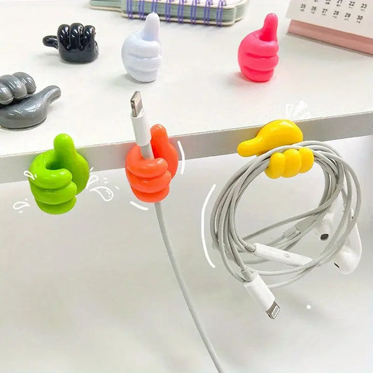 10pcs Cartoon Thumb Hooks - Easy Install, Wall-Mounted Cable Organizer for Home