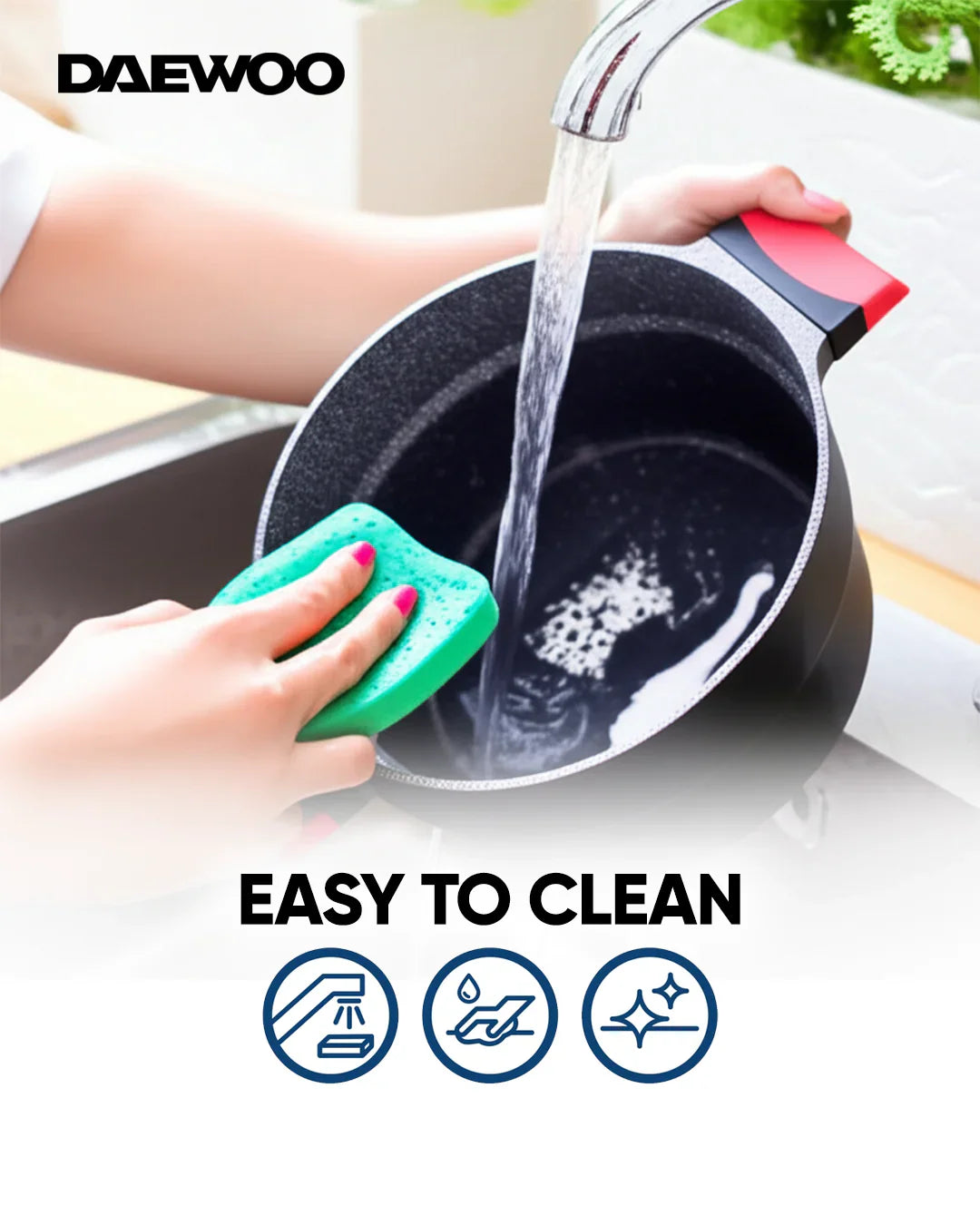 قدر دايو ٢٤ سم من الألومنيوم المصبوب - طلاء جرانيت غير لاصق، قاعدة حثية كاملة، مقبض سيليكون مع قلب من الباكليت ناعم الملمس، أدوات سيليكون وواقيات أواني، أسود-رمادي، خالٍ من المواد الكيميائية - ٤٫١ لتر