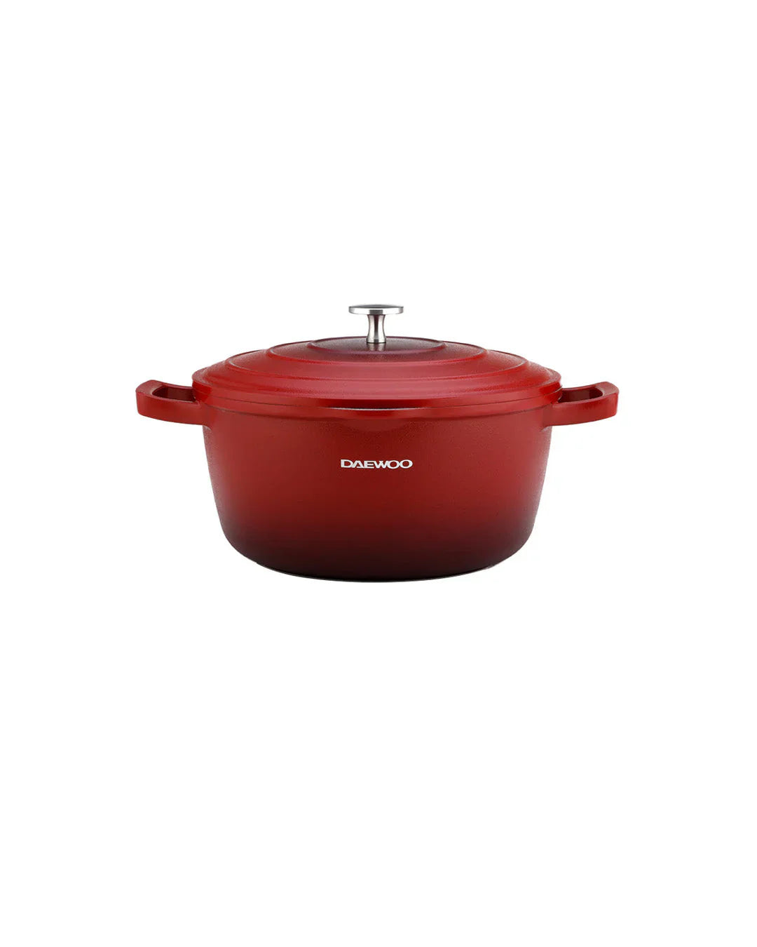 قدر دايو 24 سم من الألومنيوم المصبوب مع غطاء - طلاء حجر الجرانيت غير اللاصق، قاعدة حثية كاملة، آمن للاستخدام في الفرن، خالٍ من المواد الكيميائية، لون أحمر - 4.1 لتر