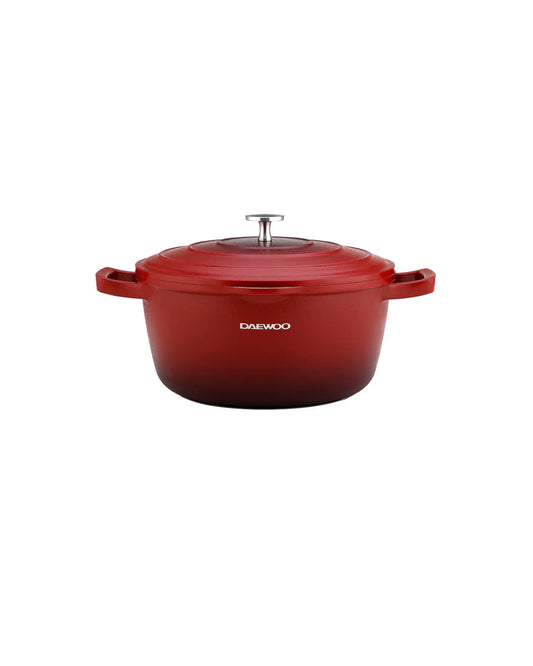 Daewoo 24cm Die-Cast Aluminum Casserole Pot with Lid – Non-Stick Granite Stone Coating, Full Induction Base, Oven-Safe, Chemical-Free, Red – 4.1L