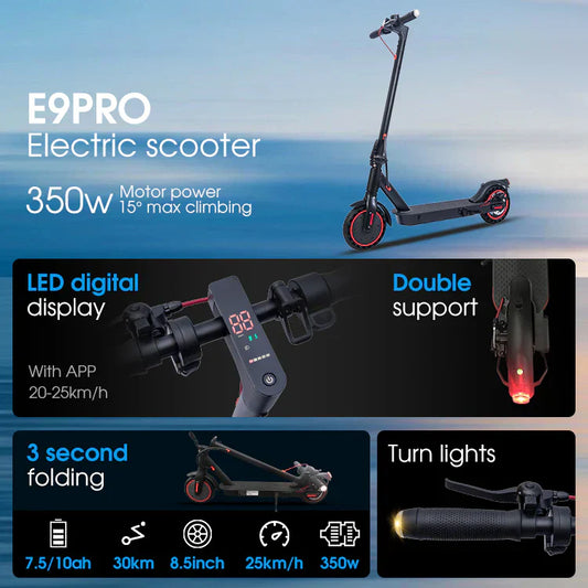 Zwheel E9Pro Foldable Electric Scooter, Max Speed 30km/h, Wheel Size 8.5 Inch, Motor Power 350W