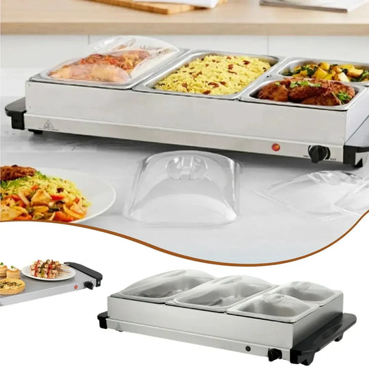 300W Electric Buffet Server Grill with 4 Detachable Trays