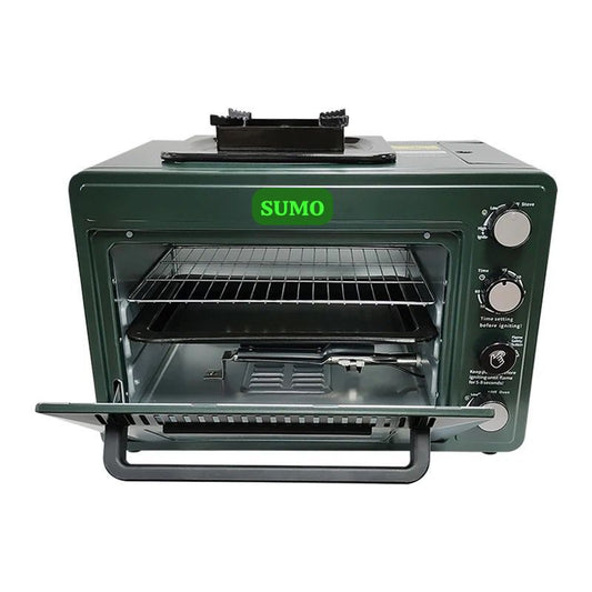 SUMO 2-in-1 Portable Camping Stove and Oven Gas with Adjustable Heat Control Knob 25.2L Capacity