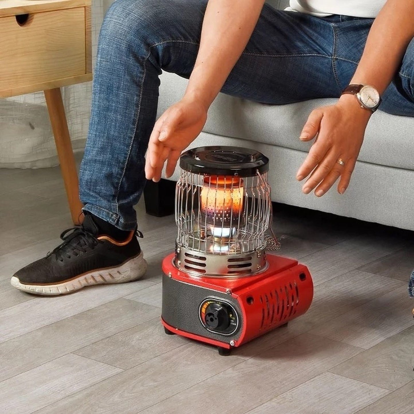 دفاية غاز محمول 2في1 للبر والتخييم بموقد للطهي