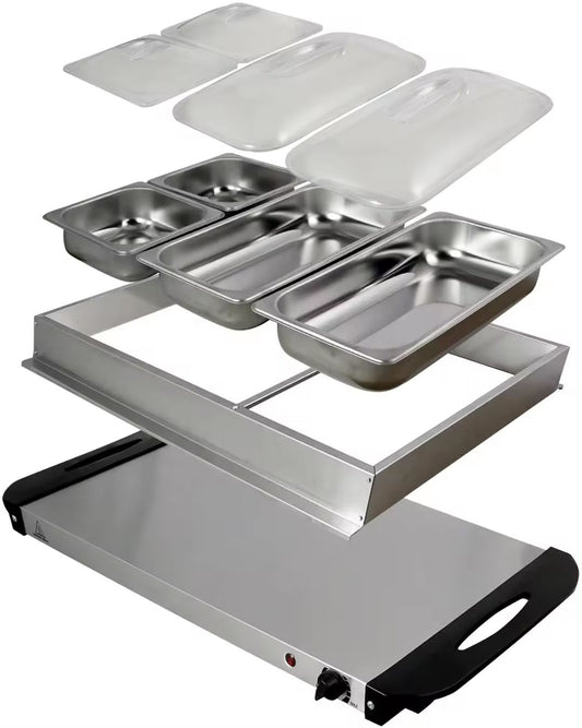 2 in 1 Food Tray Warmer with 4 Buffet
