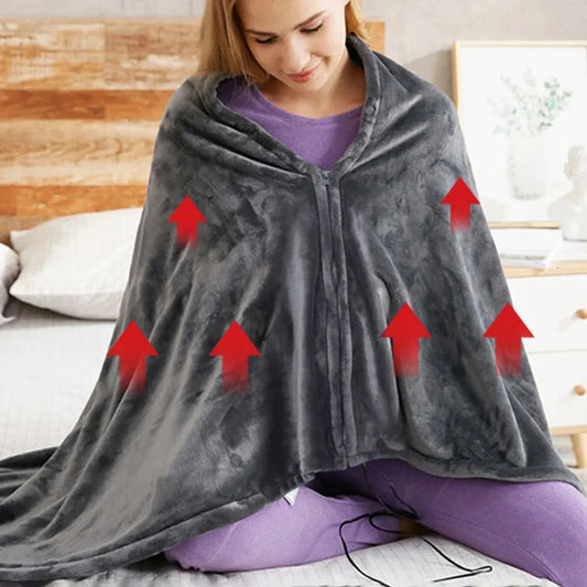 Electric Blanket 3 Heat Controller Coral Flannel Warm Shawl Winter Heated Blanket Cape Heating Lap Blanket Electric Heating Blanket