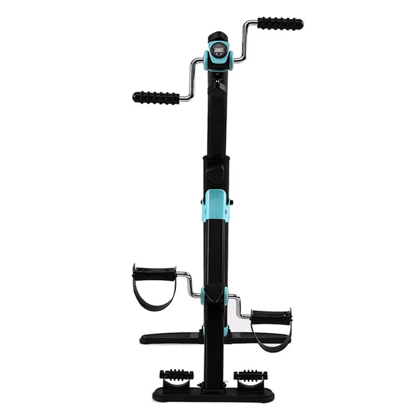 دراجة تمارين مزدوجة، مدرب دراجات صغيرة لتمارين الذراع والساق مع شاشة LCD ودواسة لتدليك القدم لكبار السن، المسنين، تدريب إعادة تأهيل اليد والذراع والساق والركبة