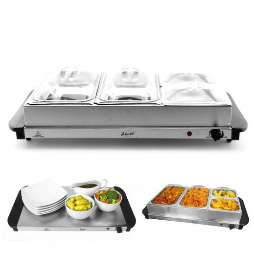 2 in 1 Food Tray Warmer with 4 Buffet