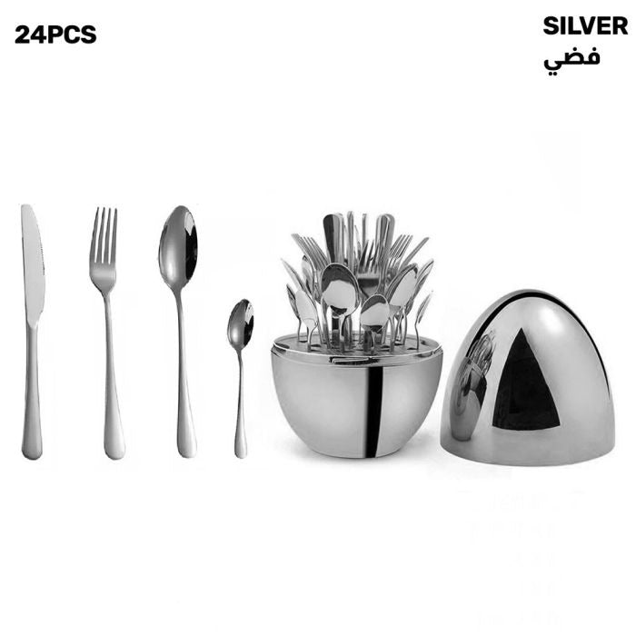 مجموعة فاخرة مكونة من 24 قطعة مع بيضة مزاجية في صندوق ملون باللون الفضي