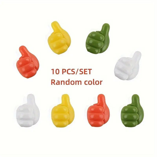 10pcs Cartoon Thumb Hooks - Easy Install, Wall-Mounted Cable Organizer for Home