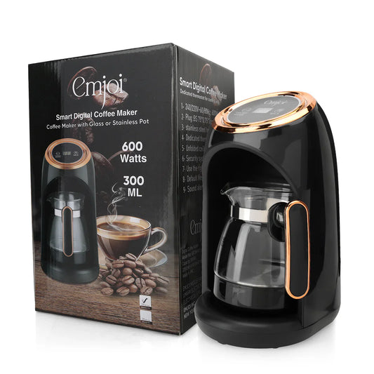 Emjoi Digital glass Turkish Coffee Maker 300ml up to 4 cups with Dedicated thermostat for coffee & milk Sound alert System