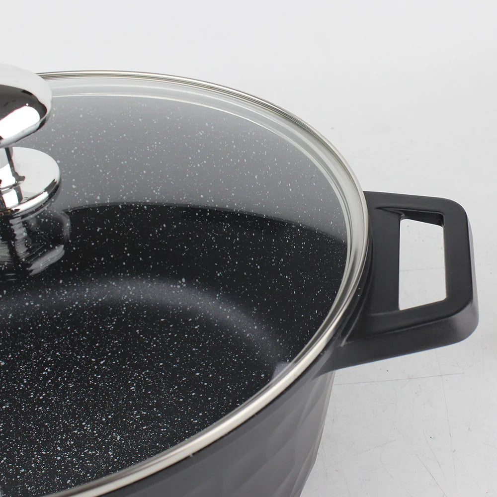 أوسفي طقم أواني طهي جرانيت ١٢ قطعة - أسود