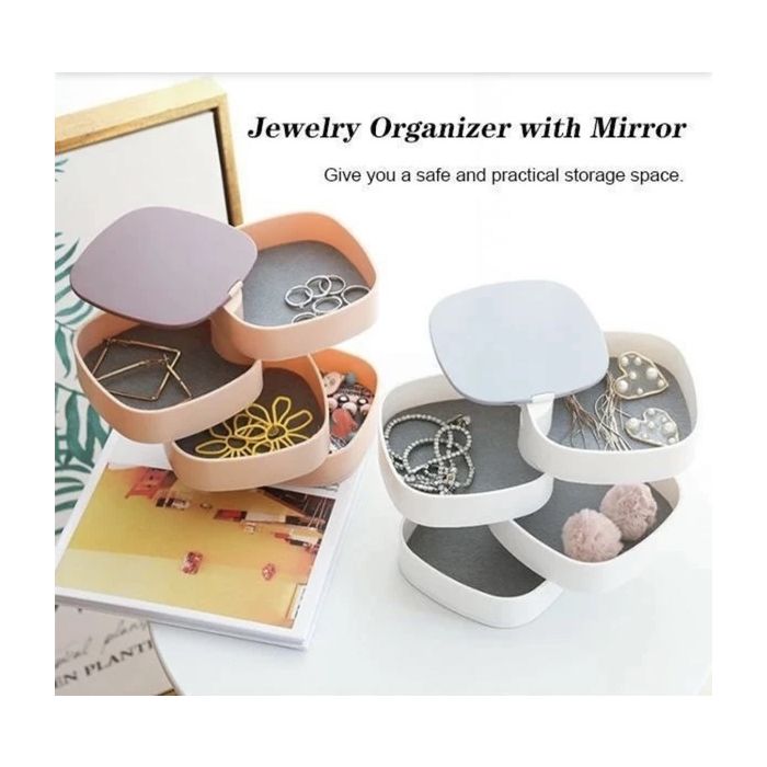 صندوق مجوهرات قابل للدوران مع مرآة