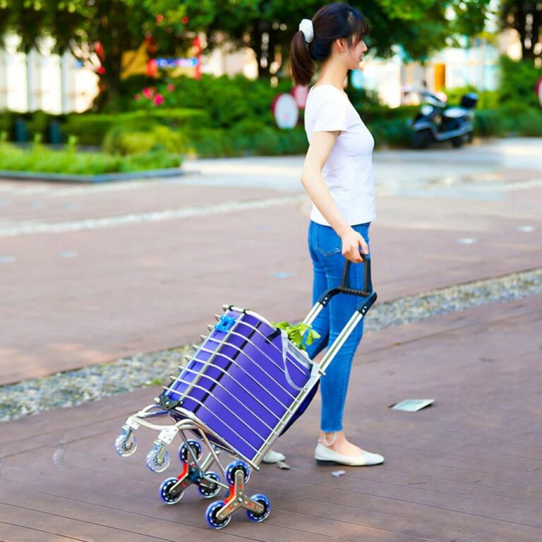 احصل على عربة تسوق قابلة للطي مع 8 عجلات وعربة تسلق السلالم