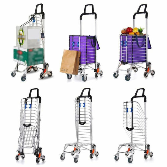 Get Folding Shopping Cart With 8 Wheels Stair Climbing Cart Shopping Trolley