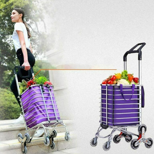 Get Folding Shopping Cart With 8 Wheels Stair Climbing Cart Shopping Trolley