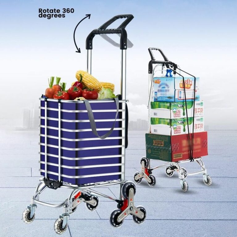 احصل على عربة تسوق قابلة للطي مع 8 عجلات وعربة تسلق السلالم