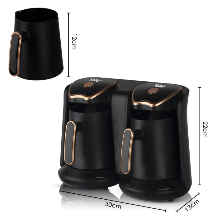 ماكينة صنع القهوة التركية المزدوجة بقوة 1200 واط وسعة 1 لتر من RAF