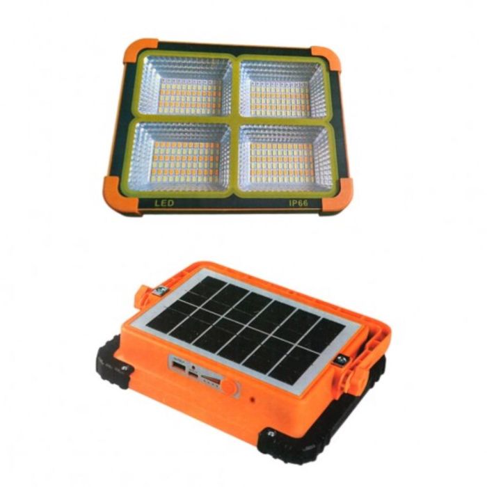 كشاف LED محمول 300 واط بالطاقة الشمسية وبطارية احتياطية