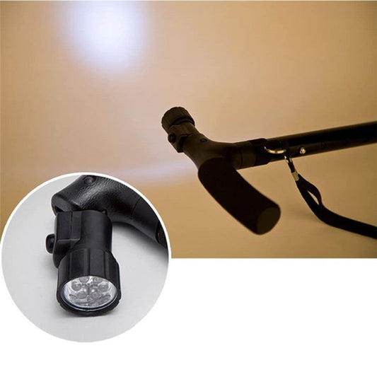 Get Foldable Elderly Walking Stick with LED Light, Collapsible Adjustable Crutch with Anti
