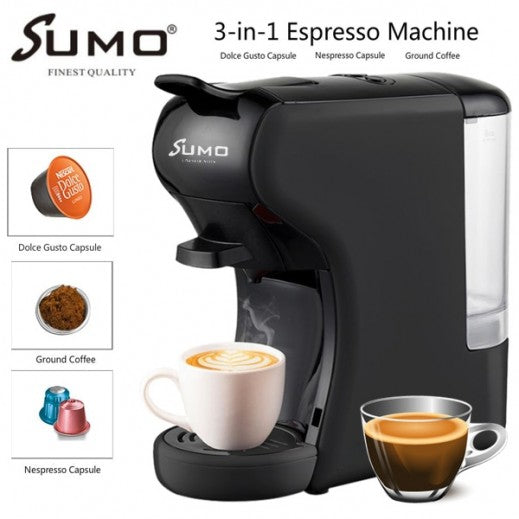 ماكينة قهوة سومو 1450 واط 3 في 1 متوافقة مع أنواع مختلفة من الكبسولات